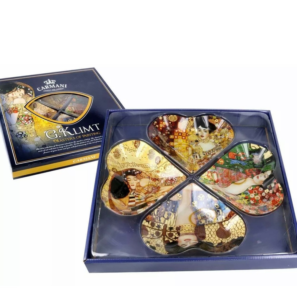 Carmani Painters 4-pc Glass Serving Dishes, Gustav Klimt Collection